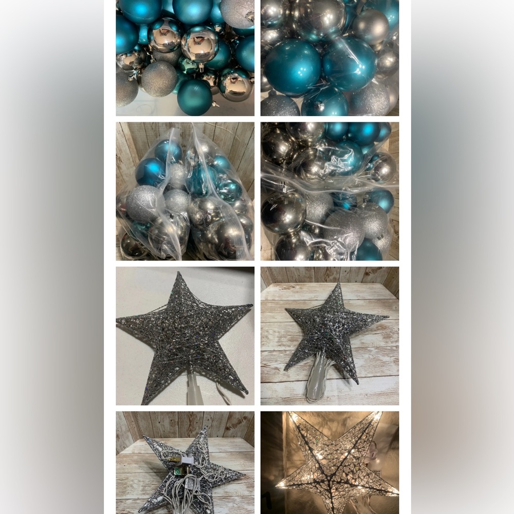 Silver and Blue Holiday Ornament Set